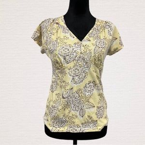 Women’s Small A.N.A. Yellow Floral SS Top